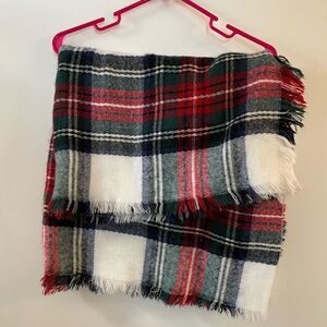 Plaid Blanket Scarf • Red, Navy, Forrest Green, and White